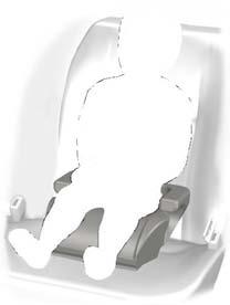 Bezpečnost dětí Zvyšovací sedák E68924 UMÍSTĚNÍ DĚTSKÉ SEDAČKY UPOZORNĚNÍ Při používání dětské autosedačky s nožní podpěrou na sedadle v druhé řadě dejte pozor, aby nožní podpěra bezpečně spočívala