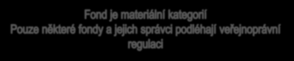 Fondy v reálném a regulatorním světě Fond (investiční fond.) je materiální kategorií o fond se jedná, jakmile jsou naplněny znaky fondu.