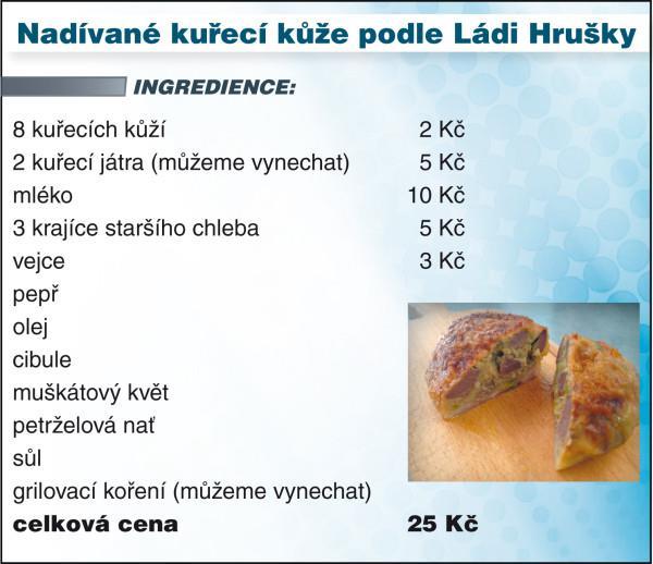 23. Nadívané kuřecí kůže Vaříme levně a chutně. To je nová rubrika Televizních novin, které se ujal inspektor televize Nova Láďa Hruška.