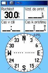 z družic (GPS kompas) Stránka Kompas stránku Kompas lze použít k navigaci příklad
