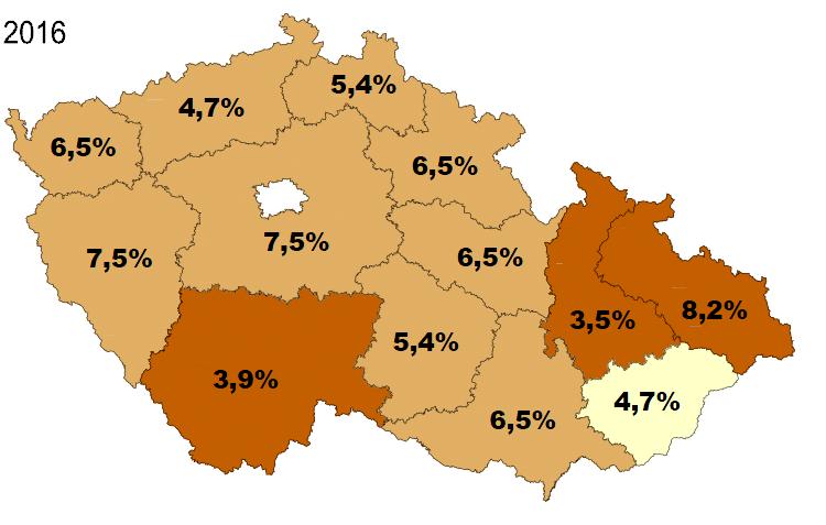 h 1 byl rok 2016 vyšší, ačkoliv hodnoty překračování byly u některých krajů střední. Mapy: Překračování nejvyšší dovolené rychlosti o více než 10 km.