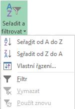 2.11 Řazení buněk Skupiny buněk můžeme seřadit vzestupně nebo sestupně podle aktivního sloupce (tj. sloupce s aktivní buňkou). Program pak změní pořadí řádků vašeho seznamu.