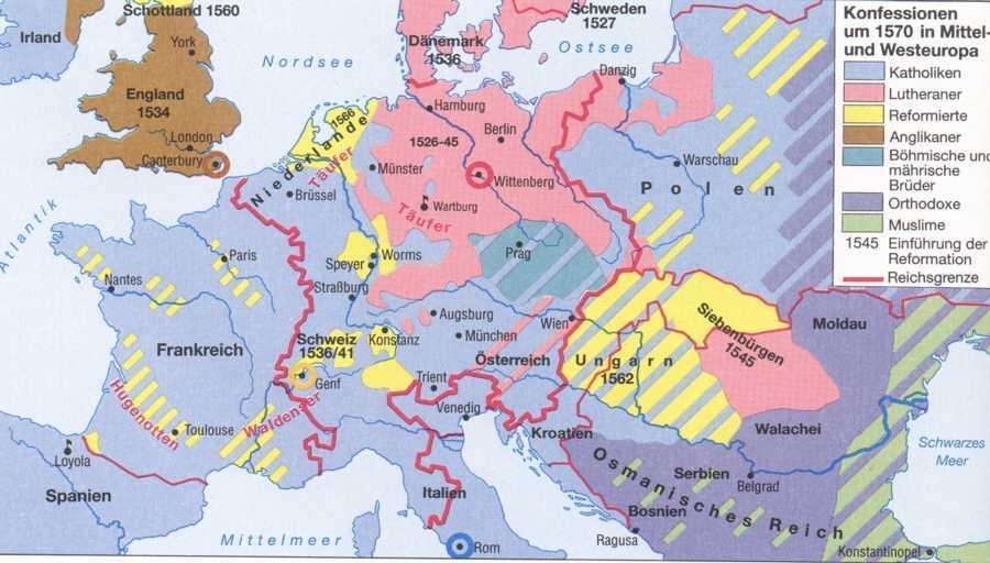 Luteránství se rozšířilo v Německu, Dánsku a Švédsku Kalvinismus v Nizozemí, Francii, Anglii, Uhrách, jiţ.