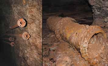 Planks were placed over sleepers to allow easier movement of workers in the underground. Rails were dismantled when the works were suspended in September 1938 po celou dobu stavby.