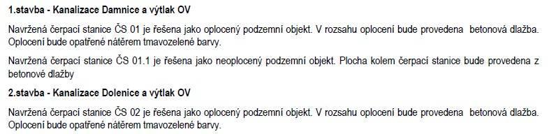 stavba - Kanalizace Damnice a výtlak OV PS 01 ČERPACÍ STANICE - STROJNĚ-TECHNOLOGICKÁ ČÁST PS 02 ČERPACÍ STANICE -