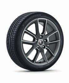 Xtrem 5E0 071 499A JX2 Kolo z lehké slitiny 7,5J 19" pro pneumatiky s rozměry 225/35 R19, v černé lesklé barvě, broušené (pouze OCTAVIA RS) Xtrem 5E0 071 499 HA7 Kolo z lehké slitiny 7,5J 19" pro