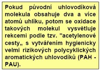 Vznik nových skupin uhlovodíků při hoření směsi ve