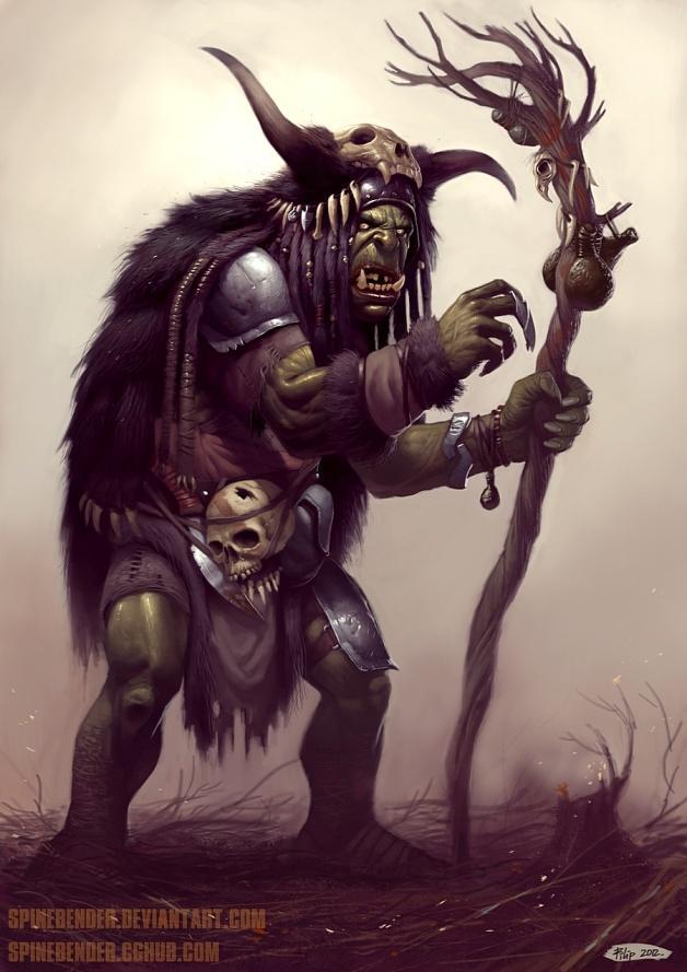 Orkský Shaman Shaman je většinou oblečený velmi podobně jako válečník.