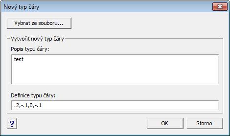4. Klikněte na "OK" a zadejte jméno nového typu čáry: Tvorba vlastního typu čáry pomocí Příkazového řádku: 1.