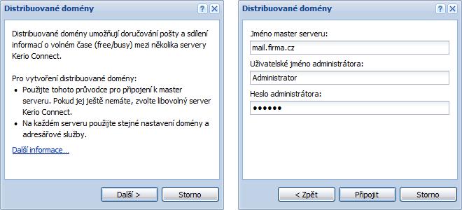 5.2 Propojení stávajících serverů do distribuované domény 5.2 Propojení stávajících serverů do distribuované domény Pro příklad použijeme následující situaci: Společnost má centrálu se serverem mail.