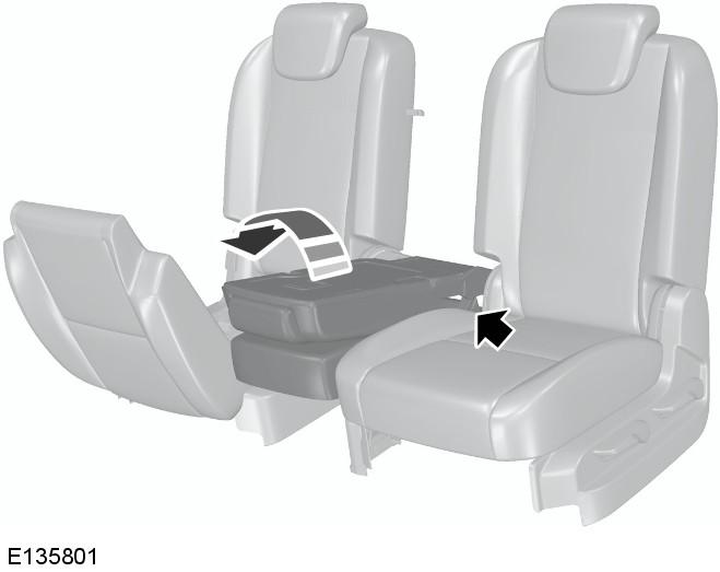 Sedadla Posouvání sedadel dozadu a dopředu Poznámka: Pokud není prostřední sedadlo složené, posunuje se společně s pravým sedadlem. 2.