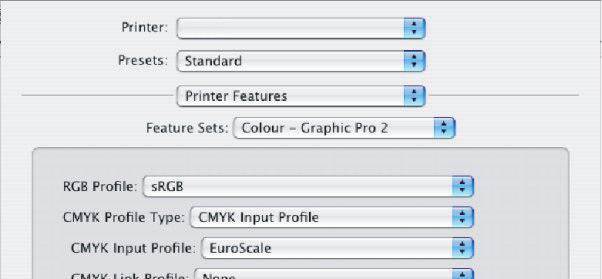 8. Z nabídky [Feature Sets] (Sady funkcí) (7) vyberte příkaz [Colour Graphic Pro 2] (Barva Profesionální grafika). 7 8 9 9.