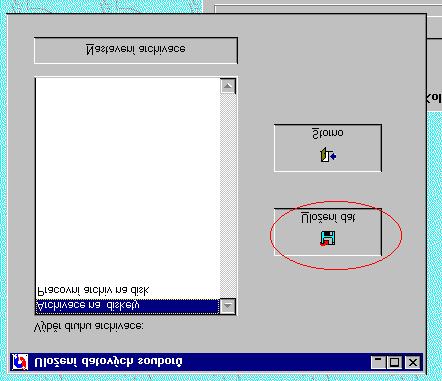 Činnost uložení dat můžeme spustit pokud máme vytvořeno alespoň jedno nastavení archivace. V programu bývá standardně přednastavena archivace pomocí interního archivačního programu na disketu.