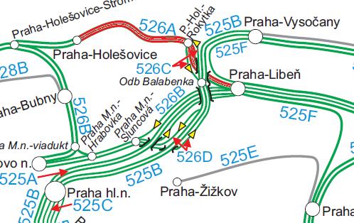 Obr. 3 Trasa Praha- Libeň Praha-Holešovice Zdroj: (2) s úpravou autora Toto řešení je výhodnější než ukončit jízdu vlaku dálkové dopravy přímo v ŽST Praha-Libeň, odkud je složitější přístup k