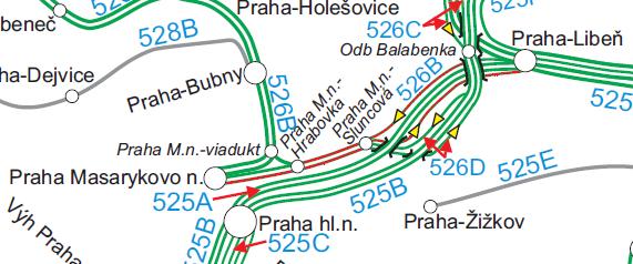Tato odklonová varianta by byla použita pouze výjimečně v případě nemožnosti odklonění vlaků dálkové dopravy do ŽST Praha-Holešovice.