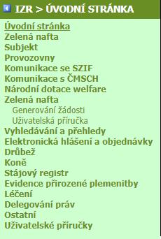 2. Postup práce v aplikaci Příprava podkladů pro doložení žádosti o Zelenou naftu v IZR představuje několik jednoduchých úkonů: 1. Otevření stránky Zelené nafty 2.