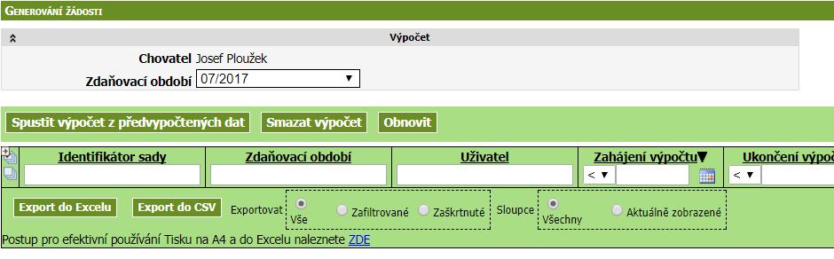 Otevření stránky pro definování výběru dotačního titulu a parametrů výpočtu Pro spuštění výpočtu je v základním menu IZR volba: IZR> Zelená nafta (viz obrázek níže) Obrázek 1 Výsek menu IZR s odkazem