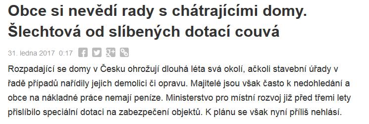 Vybrané poznatky z výzkumů v ČR Přeceňování role dotací podřizování cílů regenerace