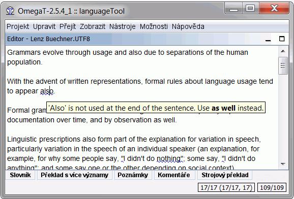 Appendix E. Plugin LanguageTool 1. Úvod LanguageTool [http://www.languagetool.