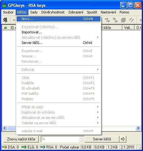 Instalace prostředí Praktické šifrování dat pomocí programu PGP Jako první je nutné stáhnout program GPG a extrahovat jeho obsah do vybraného adresáře. Program získáme např. na adrese http://www.