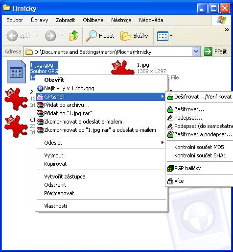 prostřednictvím nabídky GPGtools nebo