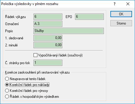 Následně je pak možné výsledovku klasicky sestavit již není nutné nic ručně korigovat nebo počítat součtové řádky systém vypočte hospodářský výsledek tak, že se jen zaokrouhlí na celé číslo (tisíce)