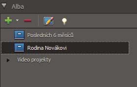 Správa klipů pomocí Organizátoru 78 Vytvoření alba nebo skupiny alb Album i skupinu nových alb můžete vytvořit kdykoliv.