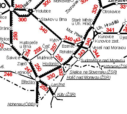 Obrázek 2: Železniční mapa části JMK 5.3 CYKLODOPRAVA Zdroj: http://mapa.rychnovsky.