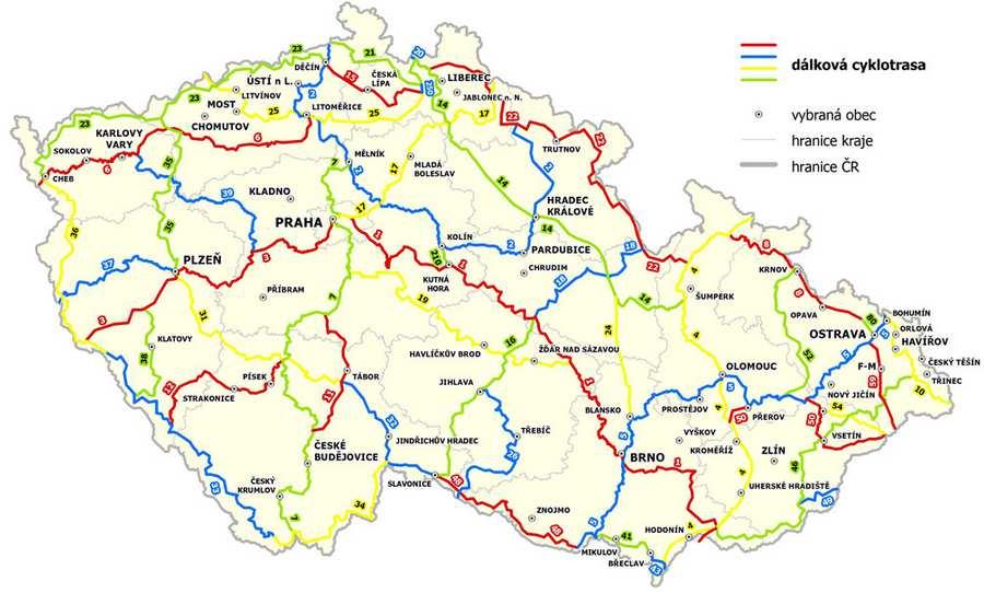 Tabulka 37: Dálkové cyklotrasy v ČR Zdroj: http://www.ceskojede.cz/rubriky Tabulka 38: Trasy EuroVelo v České republice Zdroj: http://www.cyklodoprava.cz 5.