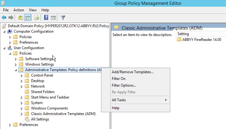 2. V možnosti Group Policy Management Editor (Editor správy zásad skupiny) klikně te na tlačítko User Configuration > Policies >