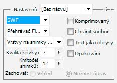 Uložit pro web a zařízení 123 Volby optimalizace SWF (Illustrator) Formát souboru Adobe Flash (SWF) je vektorový formát grafického souboru pro vytváření kompaktních grafik pro web, které lze
