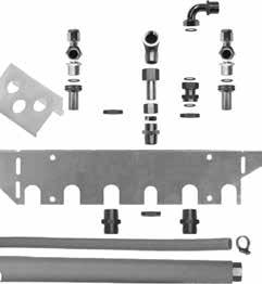 pro instalaci pod/nad omítkou, 4 vlnovcové trubky délky 800 mm, dvojici uzavíracích kulových kohoutů pro otopnou a vratnou vodu, 2 spojky 3/4, 2 T-kusy s odvzdušněním, dvojitou závitovou spojku, 2