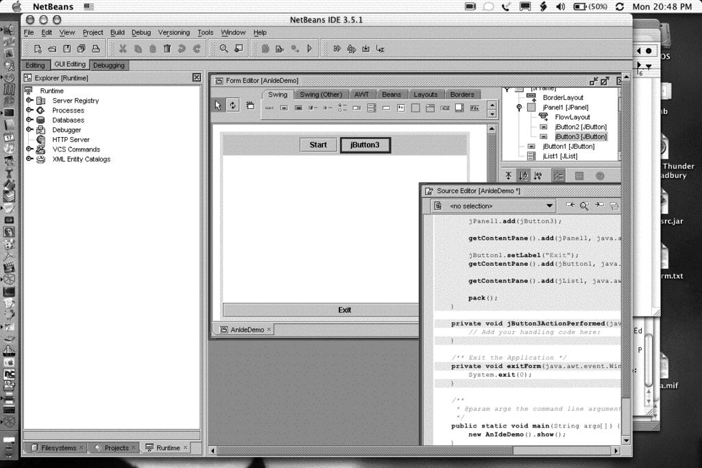Obrázek 1.3. NetBeans: sestavování GUI Obrázek 1.4.