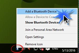 Pro připojení Bluetooth zařízení přejděte do Windows