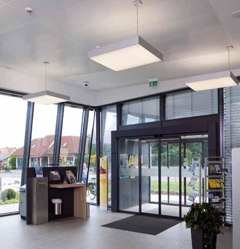 Oblasti použití Veřejná budova Stropní panely pro vytápění a chlazení jsou integrovány jako dekorační prvek do architektury, stejně jako nejmodernější stropní svítidla
