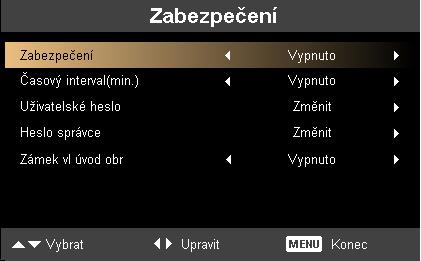 23 Skryté titulky Resetovat Zabezpečení Zvolte preferovaný režim titulků z možností CC1, CC2, CC3, CC4 (CC1 zobrazuje titulky v primárním jazyce ve vaší oblasti).
