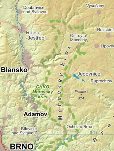 2 POPIS LOKALITY Barová jeskyně se nachází v Moravském krasu asi 5 km severovýchodně od města Adamov, v Josefovském údolí. Leží v k.ú. Habrůvka [636452]. 2.