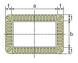 d [m].. vnější rozměr kruhového potrubí a, b [m].. vnější rozměry hranatého potrubí t [m].. tloušťka izolace L [m].