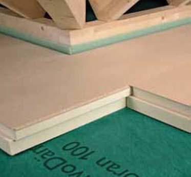 vodních par) Desky Floor se kladou na vazbu Desky Floor se nekotví. Pouze se provádí slepení dřevotřískových desek v oblasti per a drážek.