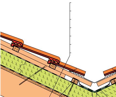 Technické detaily DETAIL ÚŽLABÍ střešní krytina Bramac latě kontralatě