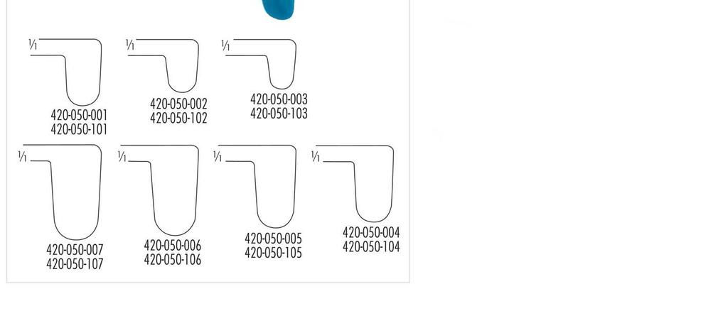 x 6,0 mm 420-050-102 9,0 x 7,0 mm 420-050-103 12,5 x 8,0 mm 420-050-104 15,0 x 8,5 mm