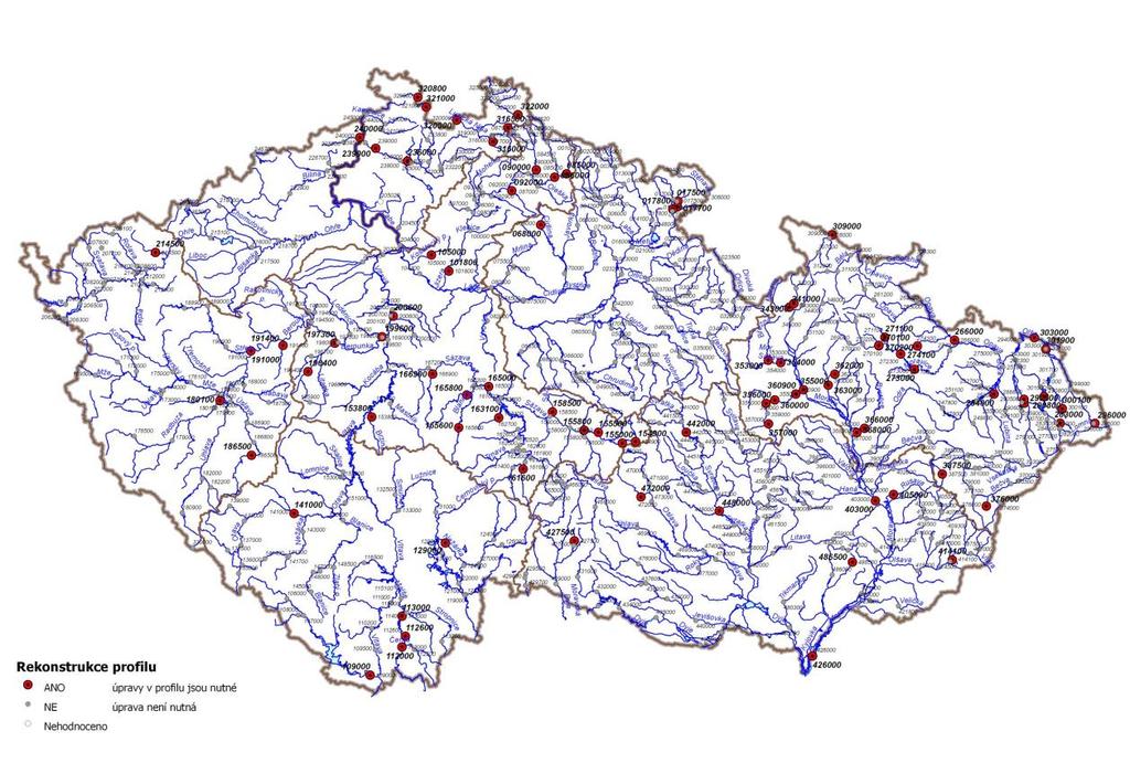 Obrázek X Identifikované problematické měrné profily pro území