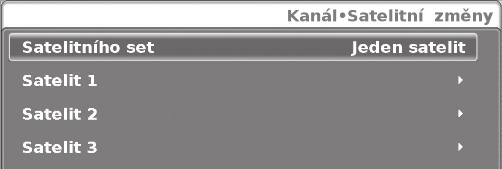 2 Stisknutím tlačítka vyberte volbu Satelit 1 a poté stiskněte tlačítko OK. Vyberte nastavení satelitního zařízení a výběr potvrďte stisknutím tlačítka OK na dálkovém ovládači.