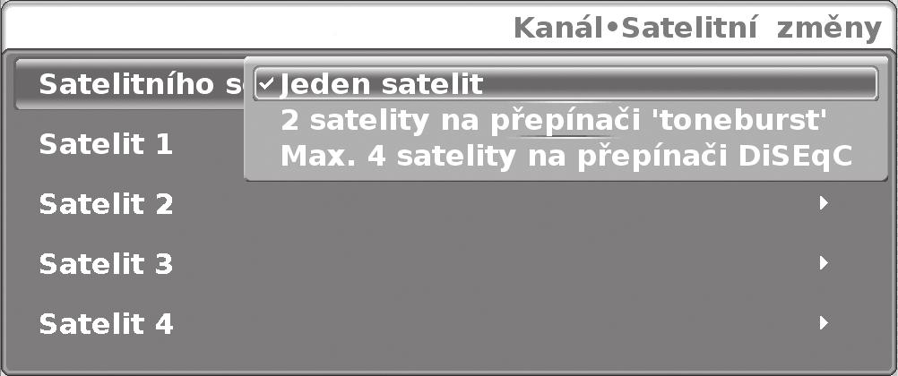 Vyberte volbu Zahájit vyhledávání a stisknutím tlačítka OK zahajte vyhledávání. Úprava satelitu Umožňuje ručně upravit vlastnosti satelitu.