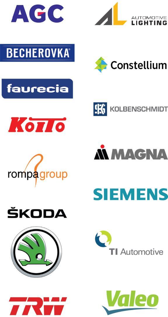 Important customers and projects Advanced Plastics s. r. o. Inspection of molded parts AGC Flat Glass Czech a.s. Detection of identification labels Amphenol Tuchel Electronics Inspection of connector assembly ANBREMETALL a.