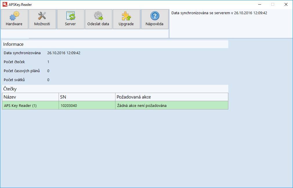 2 Popis produktu Softwarový produkt APS Key.Reader (obr. 1) je nástrojem pro nastavení všech provozních parametrů čteček systému APS Key při správě systému programem APS Administrator.