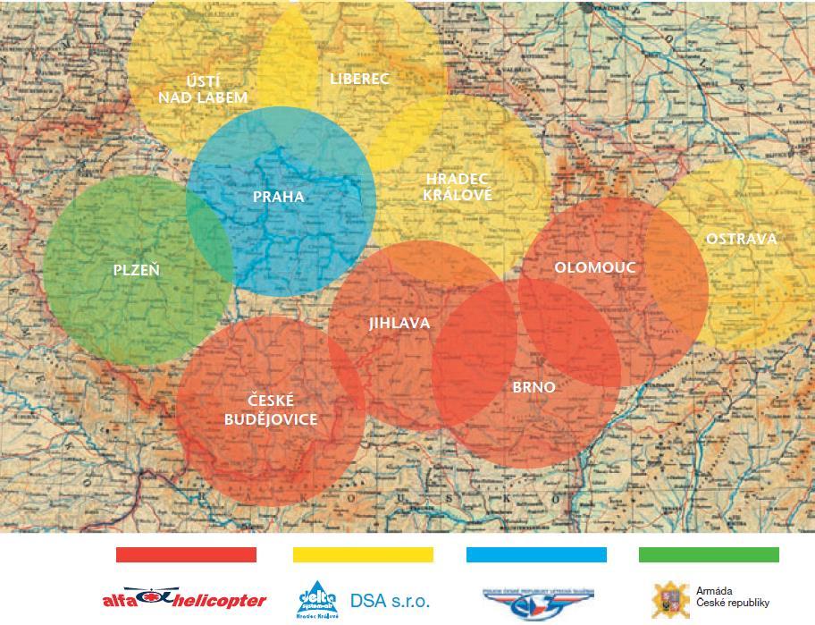 Příloha B Současné rozmístění základen letecké záchranné služby v České republice Zdroj:
