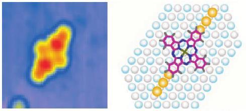 vpravo STM atomární zobrazení povrchu Studium molekul adsorbovaných na