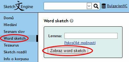 1.6. Word Sketch Charakteristickým rysem Sketch Engine je právě Word Sketch. Je ideální pomůckou, pokud chceme zjistit, jak se které slovo chová v rámci běžného využití v jazyce.