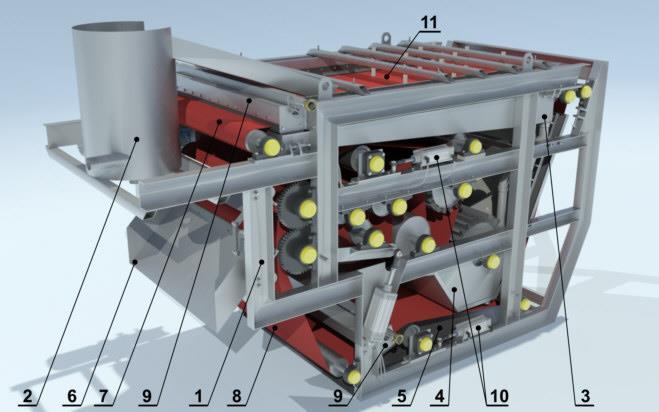 7 - horní pás, 8 - spodní pás, 9 - ostřik